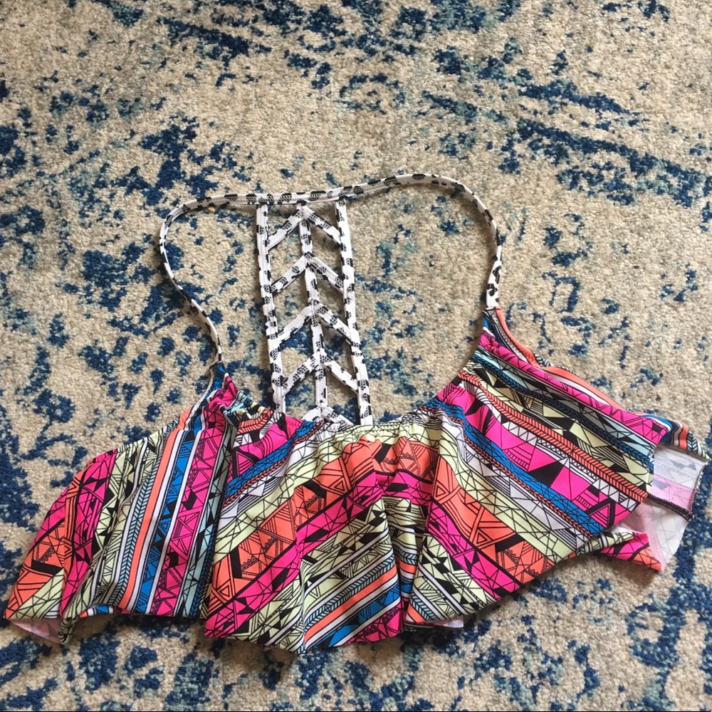 Victoria Secret PINK Aztec flounce swim top M